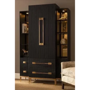 Midnight Onyx Ribbed Modern Showcase - Image 1