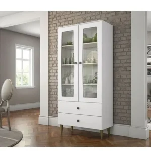 Minimalist White Glass Front Display Cabinet - Image 1
