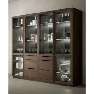 Heritage Brown Oak Quad-Section Showcase - Image 1