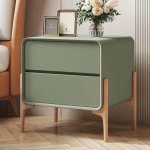 Modern Deco Sage Green Rounded Side Table - Image 1