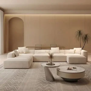 Serene Horizon Beige Velvet Modular U-Sectiol - Image 2