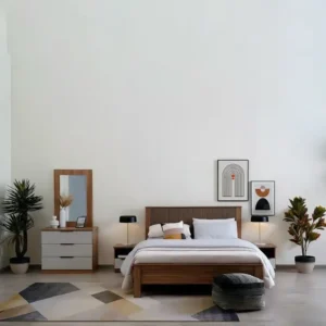 Modern Two-Tone Lamited Platform Bed with Integrated Storage - Image 1