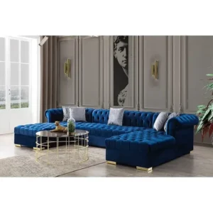 Majestic Chesterfield Blue Velvet Grand Sectiol - Image 1