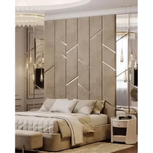 Horizon Beige & Silver Asymmetric Wall Bed - Image 1