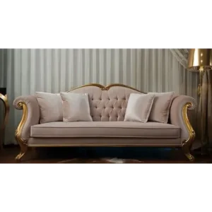Gilded Royal Beige Tufted Velvet Sofa - Image 1