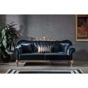 Midnight Blue Luxury Gold Polished Sofa - Image 1