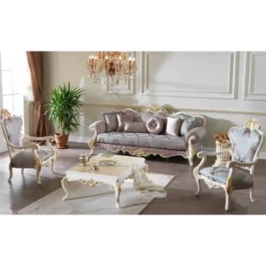 Baroque Blue & White Medallion Sofa Set - Image 1