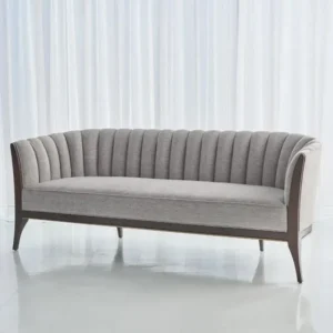 Mid-Century Modern Channel Tufted Grey Sofa - Image 1