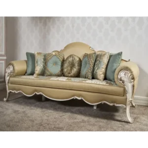 Orte Baroque Gold and Sage Velvet Sofa - Image 1