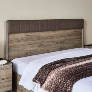 Contemporary Dark Brown Lamited Bed with Padded Leatherette Headboard - Image 3