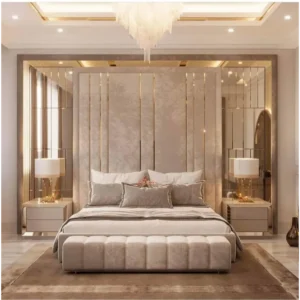 Champagne Serenity Mirrored Grid Wall Bed - Image 1
