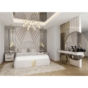 Pearl Zenith Sunburst White Velvet Wall Bed - Image 1