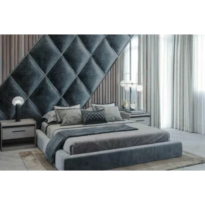 Meridian Teal Diamond Tufted Modern Wall Bed - Image 1
