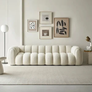 Cloud-Style Modern White Boucle Sofa - Image 1