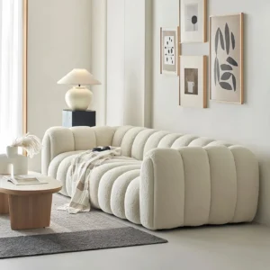 Cloud-Style Modern White Boucle Sofa - Image 3