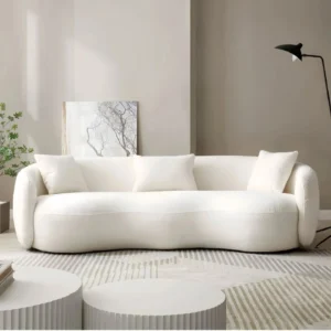 Curvy Modern White Velvet Lounge Sofa - Image 1