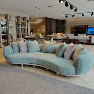 Serpentine Sage Boucle Curved Sectiol Sofa - Image 1