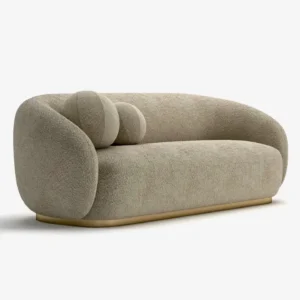 Orbicular Earth-Tone Boucle Pebble Sofa - Image 1