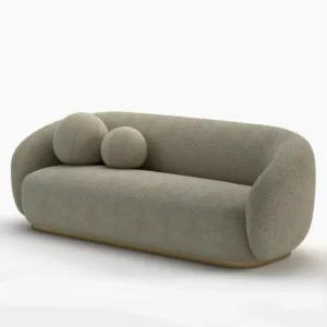 Orbicular Earth-Tone Boucle Pebble Sofa - Image 2