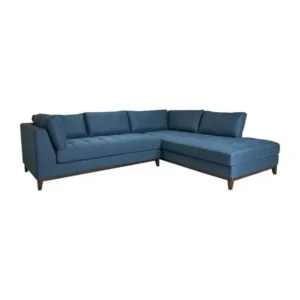 Azure Tufted L-Shaped Sectiol Sofa – Blue Fabric with Button Tufting - Image 1