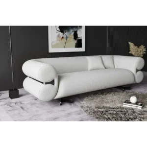 Infinity Loop White Boucle Statement Sofa - Image 1