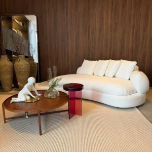 Cloud Wave White Velvet Chaise Sofa - Image 1