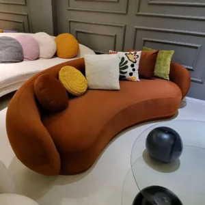 Amber Curve Contemporary Velvet Kidney Sofa - Image 1