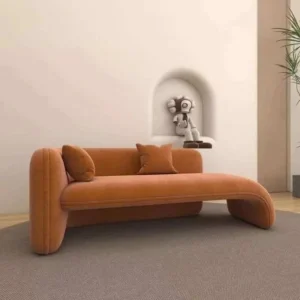 Sunset Arc Asymmetric Velvet Settee - Image 1