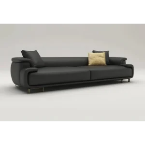 Obsidian Stealth Low-Profile Leather Rite Sofa - Image 1