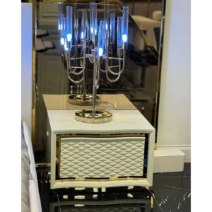 Alabaster Royale Turkish Deco Wall Bed with Gold Chevron Trim - Image 2