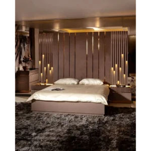 Golden Sands Illumition Wall Bed with Fluted Pillar Accents - Image 1