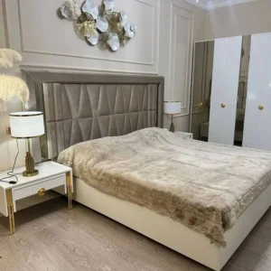 Serene Ivory Turkish Deco Upholstered Bed - Image 1