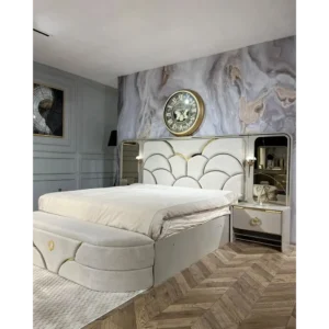 Serene Turkish Scalloped Velvet Deco Bed - Image 1