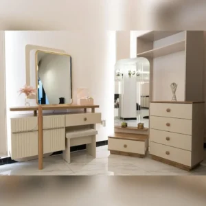 Nordic Curved Trio Fabric Bed with Timber Trim - Image 2