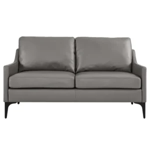 Classic Dark Brown Leather Rite Two-Seater Sofa – Modern Metal Legs - Image 2