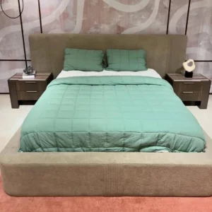 Sage Green Plush Velvet Upholstered Bed - Image 1