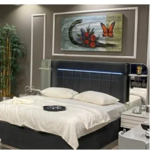 Midnight Glow Turkish Deco Fabric Bed with LED - Image 1