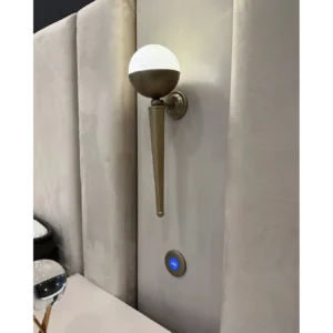 Platinum Linear Modern Velvet Bed with Tall Headboard - Image 3