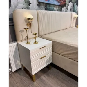 Royal Garden Turkish Deco Beige Velvet Bed - Image 2