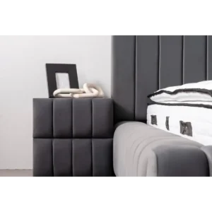 Slate Minimalist Simple Fabric Ribbed Bed - Image 3