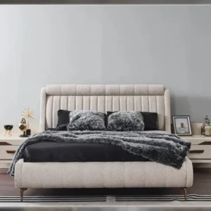 Nordic Cloud Modern Boucle Wingback Bed - Image 1