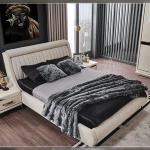 Nordic Cloud Modern Boucle Wingback Bed - Image 4