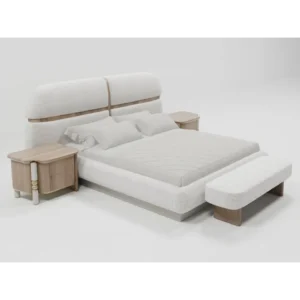 Alpine Organic Modern Boucle & Wood Bed - Image 1
