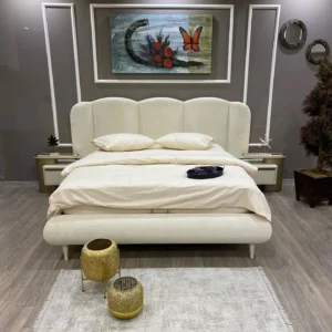Golden Scallop Luxury Jute Fabric Bed - Image 1