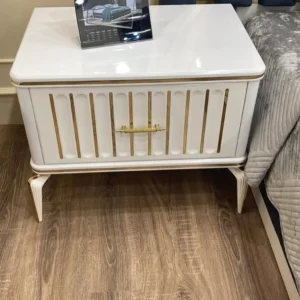 Royal Azure Turkish Velvet Deco Bed with Gold Inlays - Image 3