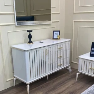 Royal Azure Turkish Velvet Deco Bed with Gold Inlays - Image 5