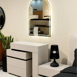 Arctic Minimalist Low-Profile Fabric Bed in White & Grey - Image 4