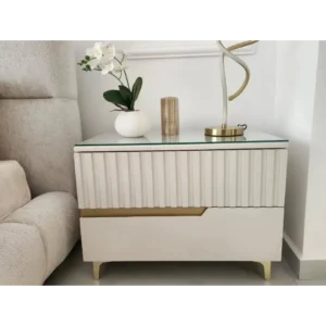 Ivory Bliss Deep-Channel Tufted Modern Fabric Bed - Image 2