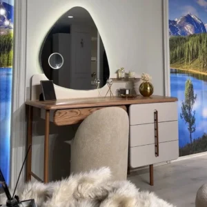 Nordic Horizon Beige Boucle Bed with Timber Accents - Image 4