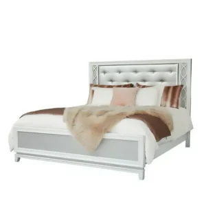 Classic White & Silver Tufted Deco Bedroom Collection with Mirrored Accents - Image 2